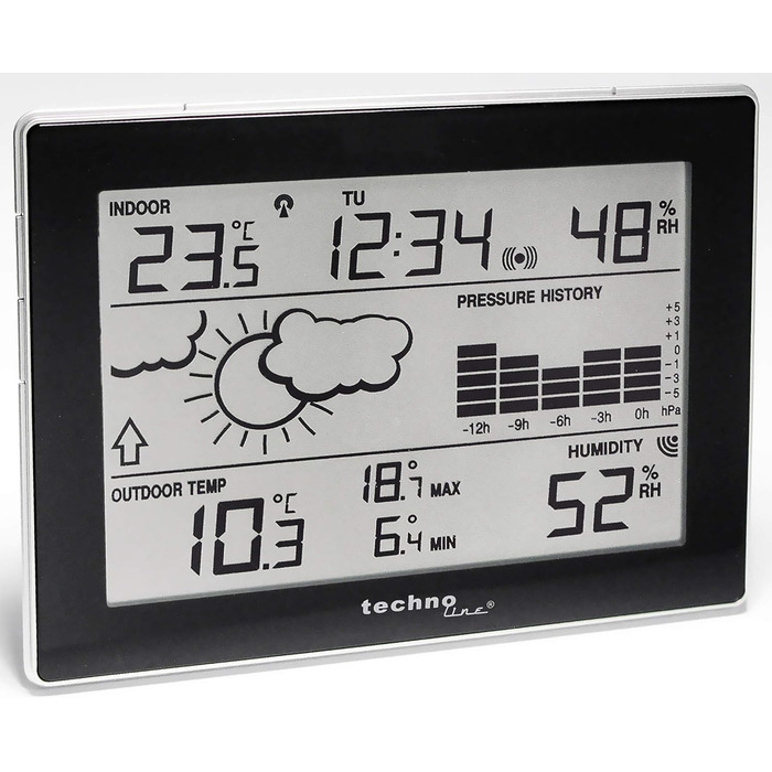 Метеостанція Technoline WS 9274-IT з прогнозом погодних ситуацій і тенденцією погоди, а також 12-годинною історією атмосферного тиску