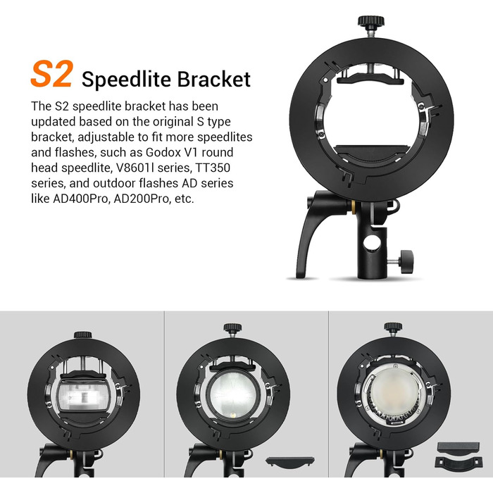 З тримачем для спалаху S2 S-Mount Bowens з решіткою радіатора 32 x 32 дюйми.80 x 80 см, підходить для Studio Godox V1, Godox AD200PRO, Godox V860II, Godox TT685, Godox TT350, Godox AD400PRO