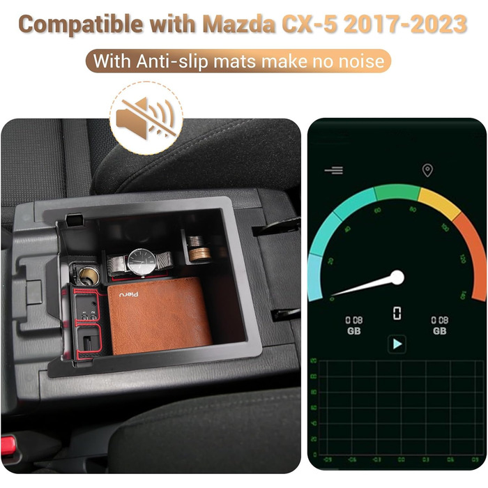 Центральна консоль YEE PIN CX-5 KF 2017-2021 2022 2023Бардачок для органайзера Mazda CX5 Ящик для зберігання з нековзним килимком Автомобільні аксесуари червоний