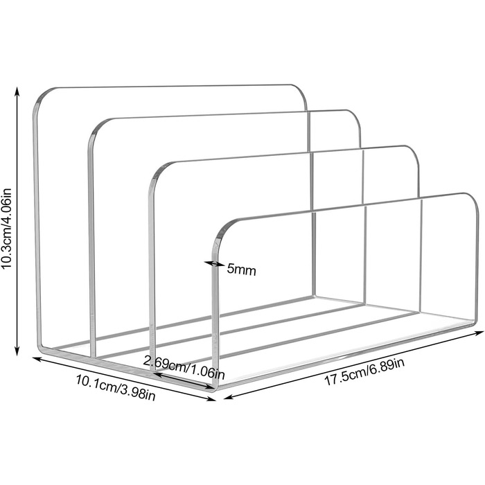 Тримач для файлів з акрилу, акриловий тримач для стовпів, прозорий вертикальний тримач для листів з 3 слотами, настільний органайзер для пошти, прозора стійка для файлів, настільний органайзер