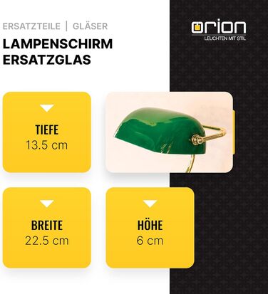 Змінне скло, Лампа Banker (глибиною 6 x 22,5 x 13,5 см), Змінний скляний абажур, Змінний абажур для Banker Lamps, Світильники, Лампи, Глянцевий, Зелений Великий (6 x 22,5 x 13,5 см) Зелений