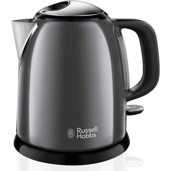 Електричний чайник Russell Hobbs малий 1,0 л Кольори Нержавіюча сталь Сірий (2400 Вт, функція приготування під тиском, знімний фільтр від накипу, зовнішній індикатор рівня води, маленький туристичний чайник)Чайник 24993-70 Електричний чайник 1л