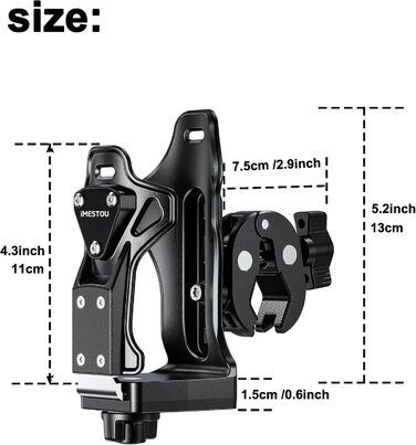Підстаканник для мотоцикла iMESTOU, тримач для пляшки з водою для квадроциклів, сумісний з пляшками для пиття діаметром 50-90 мм, з металевим затискачем 1,3-4 см, підходить для велосипеда, скутера, коляски, візка для гольфу
