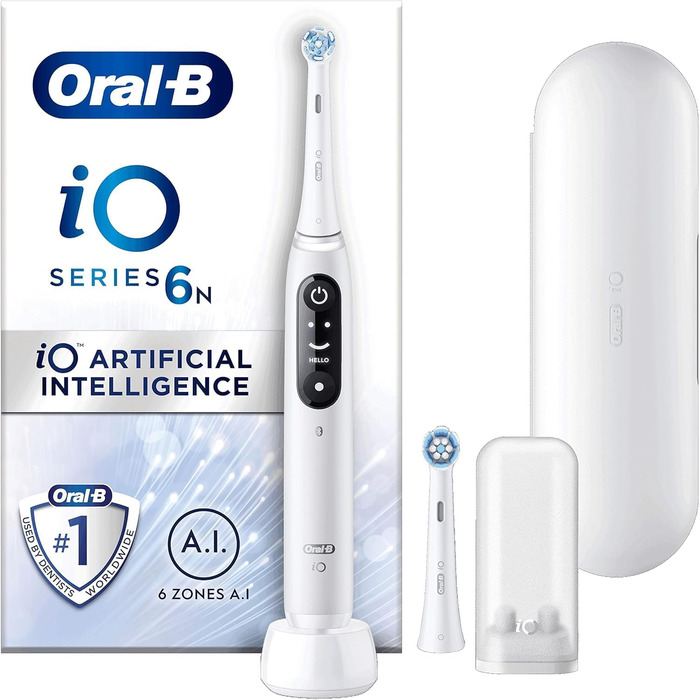 Електрична зубна щітка/електрична зубна щітка Oral-B iO Series 6 Plus Edition, ПЛЮС 3 щітки для електричних зубних щіток, магнітний чохол, 5 режимів чищення, упаковка, що підлягає переробці, (сірий)