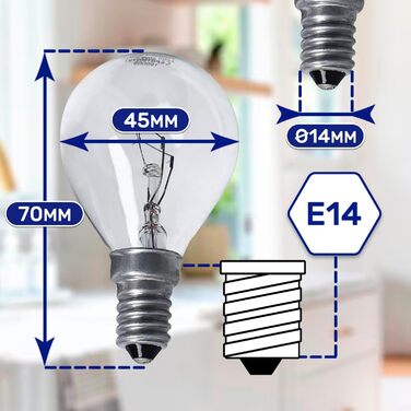 Лампочка E14 для духовки - 220V 40W 300С - лампа духовки у формі кулі - з оригінальним кодом 00057874 057874 підходить до Bosch