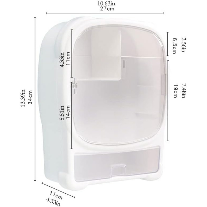 Косметичний органайзер DYLLCOPM, настінна коробка для зберігання косметики, коробка для зберігання засобів по догляду за шкірою, стійка для столу, підходить для ванної кімнати