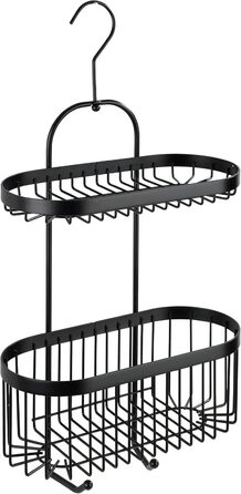 Душова стійка WENKO Bathroom Caddy Classic Plus Black, настінний кошик з високоякісним захистом від іржі, 26,5 x 47 x 12,5 см, чорний Duo (Caddy) Single