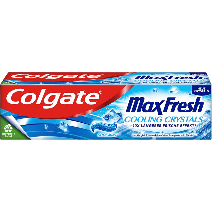 Зубна паста Colgate Max Fresh Cooling Crystals 12x75 мл ефективне чищення зубів для тривалої свіжості та чистого відчуття в роті зберігає зуби білими та бореться з карієсом 75 мл (12 упаковок)