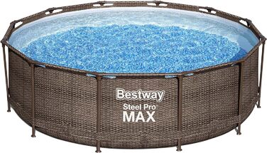 Набір каркасних басейнів Bestway Steel Pro MAX з фільтруючим насосом Ø 366 x 100 см, Ротанговий вигляд (шоколадно-коричневий), Круглий