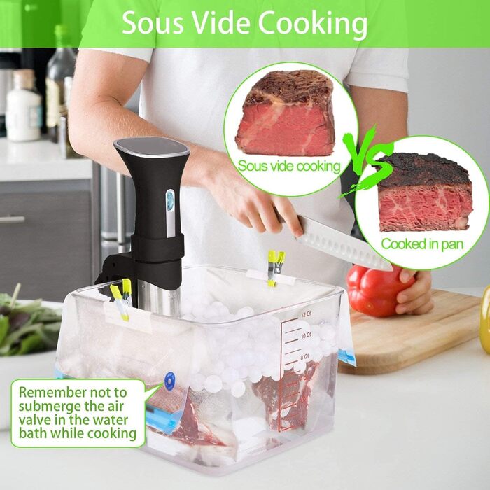 Мішки Sous Vide 15 шт. багаторазові вакуумні пакети для зберігання їжі з 1 ручним насосом, 4 ущільнювальними затискачами та 4 затискачами Sous Vide для зберігання продуктів