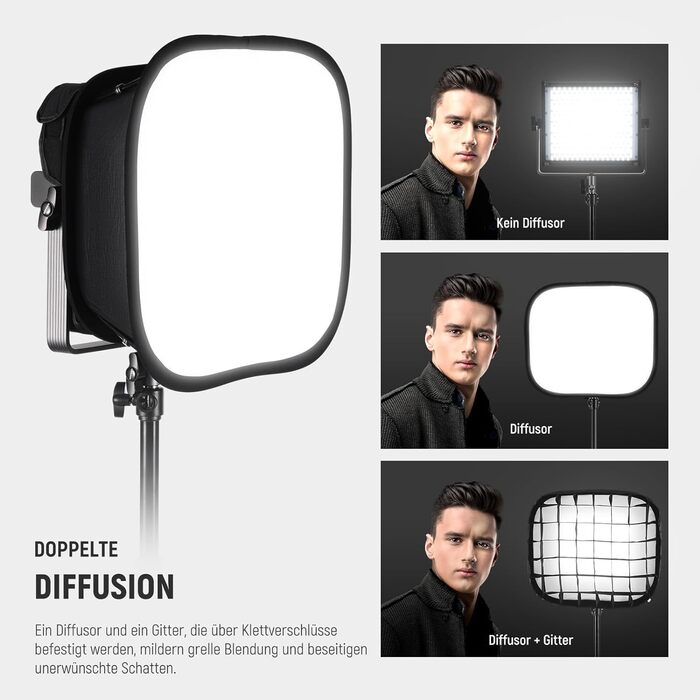 Дифузор NEEWER Softbox для RGB1200 LED відеосвітлової панелі, 16,5'x14,6/42x37см, складний з решіткою у вигляді бджолиних сот, ремінцем і сумкою для фотостудії, портрета, запису відео, фотографії, керування освітленням, NS1S