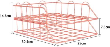 Рівневий металевий лоток формату A4, штабельований, тримач для папок на офісному столі, зберігання журналів, органайзер для паперу, рожеве золото в стилі 1 рожеве золото, 2-