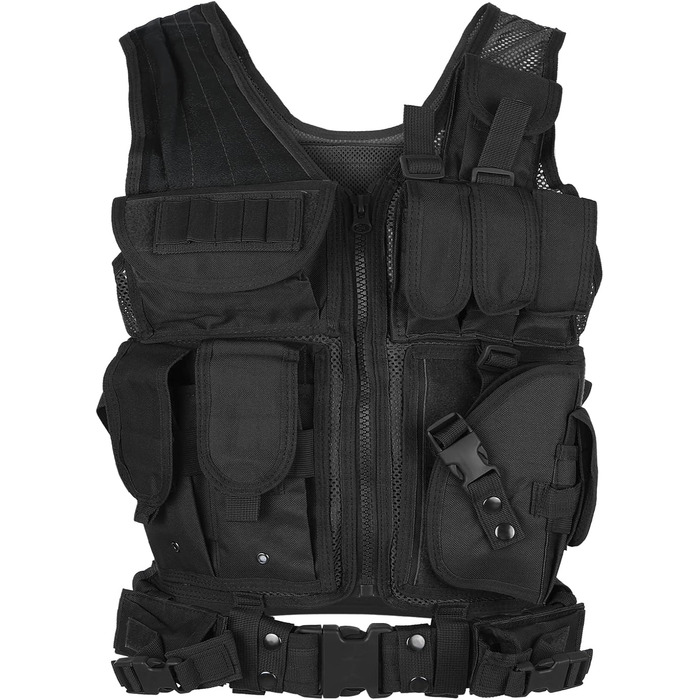 Відкритий жилет Molle Vest Модульний носій спорядження Регульований тренувальний ігровий пейнтбольний штурмовий жилет бойовий тренувальний M Чорний