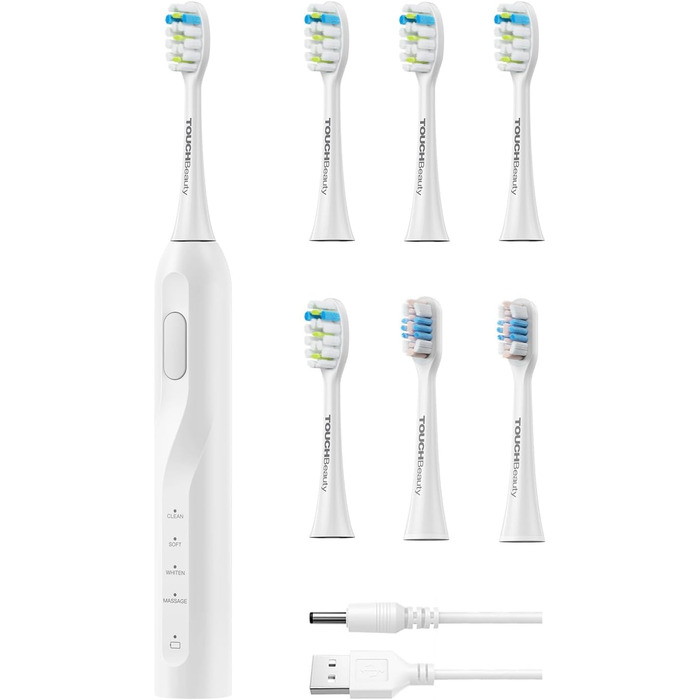 6 ttes de brosse dents et 4 modes tanche selon IPX7 (blanc), 6 ttes de brosse dents et 4 modes tanche selon IPX7 (blanc)