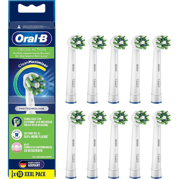 Щітки Oral-B CrossAction для електричної зубної щітки, 10 шт. , комплексне чищення порожнини рота зі щетиною CleanMaximiser, Насадка для зубних щіток Oral-B Щітки 10 шт. одинарні