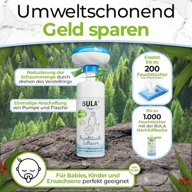 Домашній комплект BULA Popo Піна для вологого витирання 150 мл пляшка насос для квіткової піни, включаючи тримач з нержавіючої сталі Піна для сідниць як стійка альтернатива (дитячим і туалетним) вологим серветкам Стартовий набір BULA