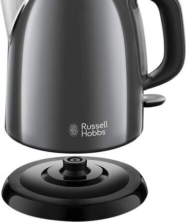 Електричний чайник Russell Hobbs малий 1,0 л Кольори Нержавіюча сталь Сірий (2400 Вт, функція приготування під тиском, знімний фільтр від накипу, зовнішній індикатор рівня води, маленький туристичний чайник)Чайник 24993-70 Електричний чайник 1л