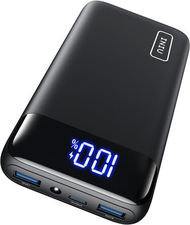 Вт Powerbank маленький, але потужний 20000 мАг (USB C вхід і вихід), PD 3.0 QC 4.0 зовнішні акумулятори для мобільних телефонів зі світлодіодним дисплеєм, сумісний з iPhone 16 15 14 13 12 Pro Max Samsung iPad Huawei чорний, 22,5