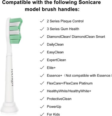 Змінні насадки для зубних щіток Vochigh, сумісні з Philips Sonicare DiamondClean підходять для електричної зубної щітки Plaque Control & HealthyWhite, 10 шт.