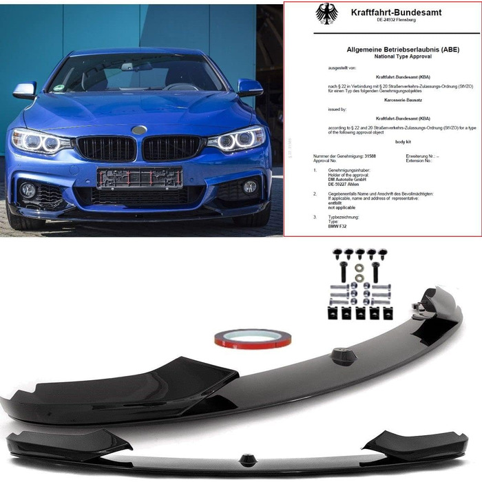 Передній спойлер DM Autoteile чорний сумісний з BMW F32 F33 F36 з M-Package