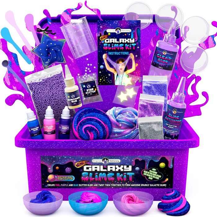 Оригінальний канцелярський набір Mini Galaxy Slime Set - набір для створення слизу своїми руками з галактичними блискучими аксесуарами Ідеальна ідея подарунка для дітей 7-10 років Подарунки для дівчаток з лабораторії слизу