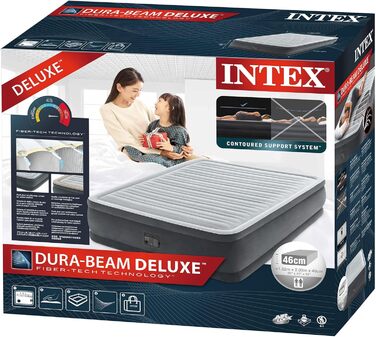 Надувне ліжко Intex Queen Comfort-Plush Dura-Beam з вбудованим електронасосом 64414NP одномісне