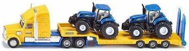 Вантажівка з тракторами New Holland, 187, метал/пластик, жовтий/синій, багато функцій Вантажівка з тракторами, 1805