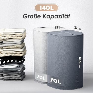 Кошик HELLKOPF на 140 л з 2 відділеннями, кришкою  та 4 знімними внутрішніми мішками для білизни