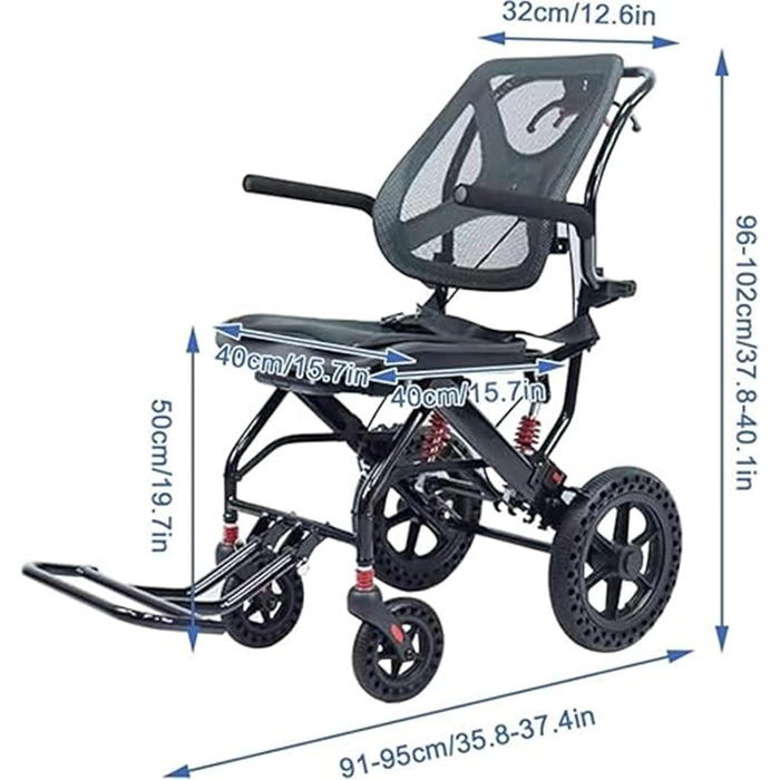 Інвалідні візки Складна інвалідна коляска Надлегка алюмінієва транспортна інвалідна коляска для подорожей Складна для дому та подорожей