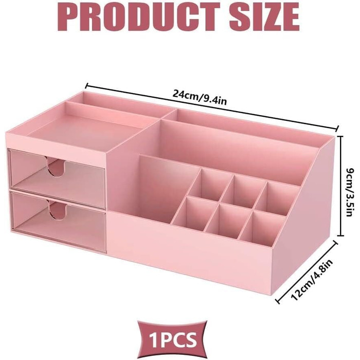 Органайзер для макіяжу з висувними ящиками, Коробка для зберігання косметики, Настільне сховище для косметичного органайзера Makeup Cosmetic Pink