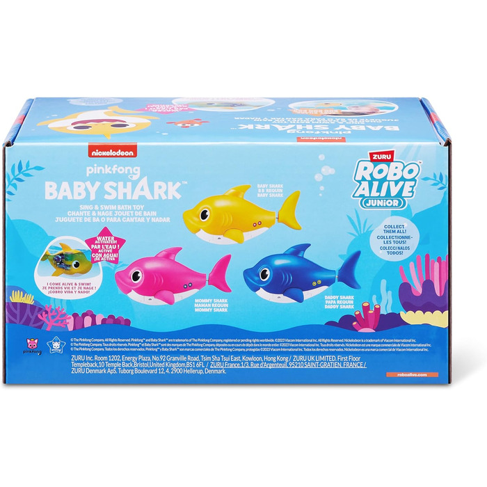 Іграшка для ванни ZURU Robo Alive Junior Baby Shark на батарейках, що співає та плаває, від (Рожева акула-матуся)