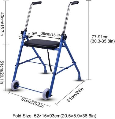 Складні ходунки для людей похилого віку, допоміжні засоби для ходьби для людей похилого віку з колесами та сидінням, легкий складаний допоміжний засіб, алюміній для людей похилого віку з обмеженими можливостями, легко збирається прикраса