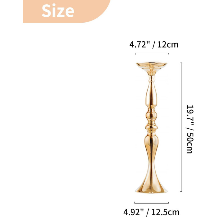 Золота підставка для квітів Весільна прикраса столу 2 шт. и 50см висока металева ваза Золотий підсвічник для весільних прикрас День народження Центральний елемент столу Ювілейні прикраси Золото 2х50см H