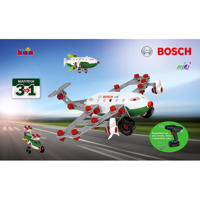 Конструктор Theo Klein 8790 Bosch 3 в 1 Aircraft Team I Для конструювання різноманітних літаків I Включає в себе плани побудови 3 моделей I Іграшка для дітей віком від 3 років і старше