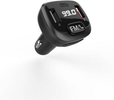 Автомобільний FM-передавач для автомобіля (Bluetooth, microSD, USB, MP3, голосовий асистент, гучний зв'язок), чорний