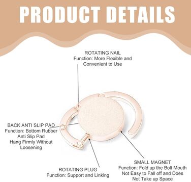 И сумочка тримач для сумочки для настільної сумочки гачок гачок складний протиковзкий сумка гачок тримач для сумок настільний тримач для сумок набір золото і рожеве золото, 2 шт.