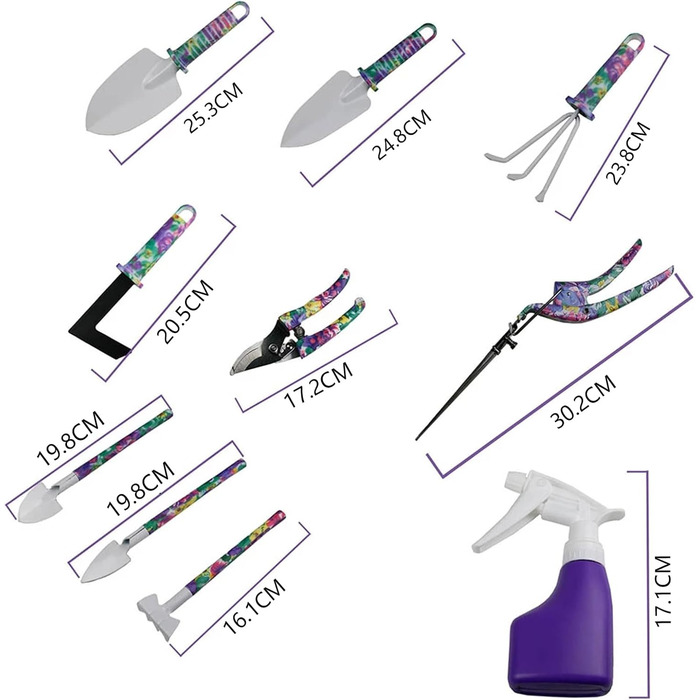 Набір садових інструментів з 10 предметів, садові інструменти з ящиком, садові подарунки лопата, садові ножиці, розпилювач води, граблі, граблі для рослин і садівництва, з ящиком для зберігання