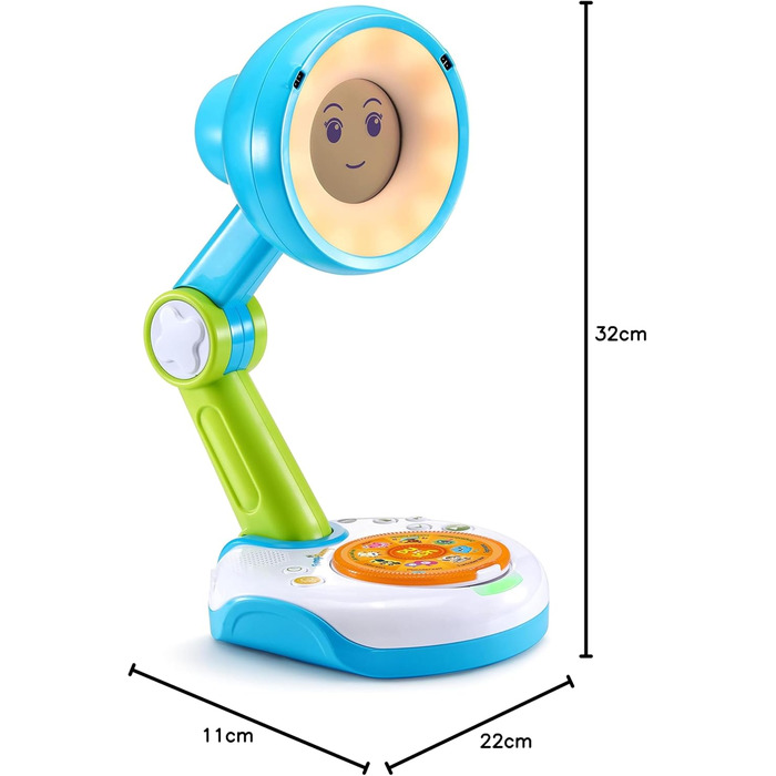 Інтерактивна лампа-друг - Веде вас протягом дня, розповідає історії, грає в ігри, заохочує до руху - З функцією годинника та будильника - Для дітей віком від 3 до 8 років Одна