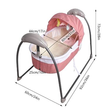 Дитяча колиска, дитяче музичне крісло-гойдалка, електричний пульт дистанційного керування дитячим вишибалою Крісло-гойдалка Колиска Гойдалка для сну ліжко-штора з розумним Bluetooth для немовлят від 0 до 24 місяців (рожевий)