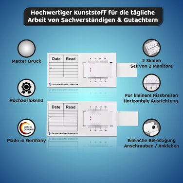 Експертні аксесуари Crack Monitor Обладнання для оцінювачів Лінійка тріщин щілинноміра та вимірювальні інструменти для оцінки нерухомості Оцінка пошкоджень будівель з деформаційними швами по вертикалі - довгим (комплект з 2 шт. )