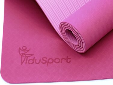 Тренажер Fidusport TPE Yoga Mat - Нековзний плечовий ремінь для фітнесу, пілатесу та гімнастики - Килимок для вправ з плечовим ременем і легким дизайном рожевий