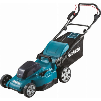 Газонокосарка Makita DLM480CT2 Twin 18 В (36 В) Li-Ion LXT 48 см в комплекті з 2 батареями по 5,0 Ач і двопортовим зарядним пристроєм, синя