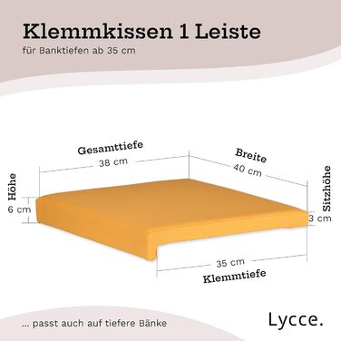 Подушка для затискача лавки з лікчеву 1 смуга, подушка сидіння імітація шкіри гірчиця, глибина лавки від 35 см