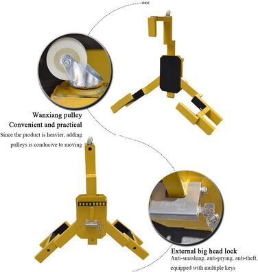 Важкий кіготь колеса, кіготь шини, блокування колеса, металевий стабілізатор багажника, протиугін, блокування клина колеса, автомобільний причіп, безпека коліс, кіготь блокування руху, автомобіль, підходить для автомобіля, t жовтий