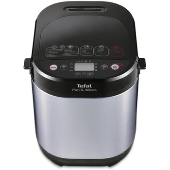 Хлібопічка Tefal PF240E Pain&Dlices 20 програм випічки 3 розміри хліба та рівні підсмажування регулюються також для тортів - Піца - Тісто для макаронів Форма для випічки з антипригарним покриттям Чорний/Нержавіюча сталь