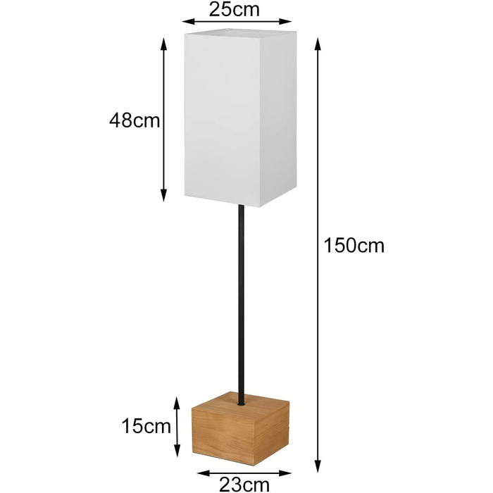 Торшер Reality Lamp Woody R40171030, Метал Чорний матовий, Основа Дерево, Тканинний Відтінок Білий, крім E27 Відтінок Білий 25x25xсм Торшер