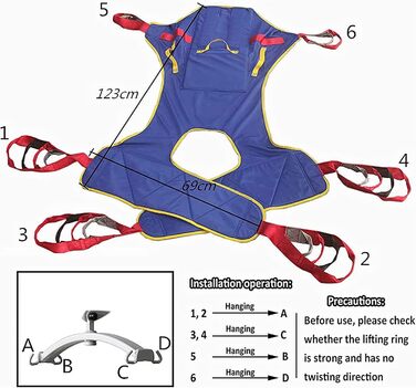 Слінг пацієнта, важке переміщення, слінг пацієнта, халат, доступ до туалету, ремінь для всього тіла з підголівником, медичний ремінь для перенесення, шеститочкова підтримка (всі)