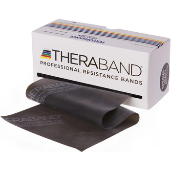 Латексні стрічки опору Theraband Original Fitnessband - рулон для зберігання 5,5 метрів, 100 натуральний латекс, ідеально підходить для реабілітації, кондиціонування м'язів, тренування всього тіла, 8 сил опору (чорний)