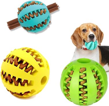 Чищення зубів (малі, середні, великі (5 см, 6 см, 7 см)), 3 Pack Dog Balls - Dog Toy Intelligence Ball - Natural Rubber Puppy Toy Dog Ball for Small Medium Large Dogs