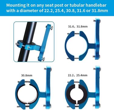Універсальний адаптер для тримача для пляшки MTB, алюміній, тримач для пляшки для заміни велосипеда, тримач для пляшки з водою, тримач у клітці, кріплення на полицю, кріплення на кермо підсидіння, синій